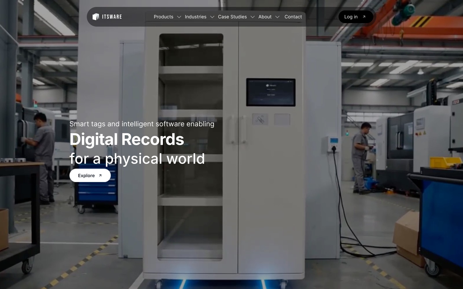 ItsWare site: the smart asset cabinet in a factory setting.